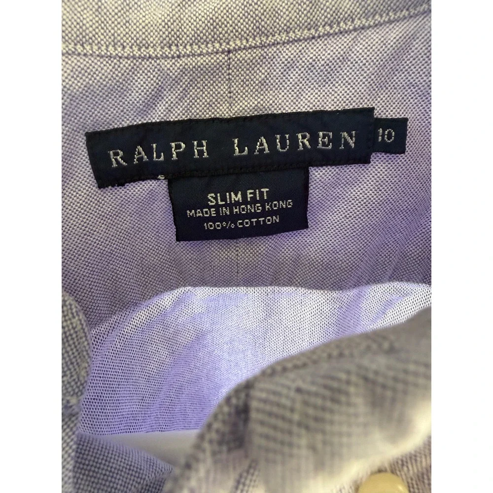 Ralph Lauren Boys Slim Fit Oxford Shirt‎ Lavender Purple Button Down Size 10